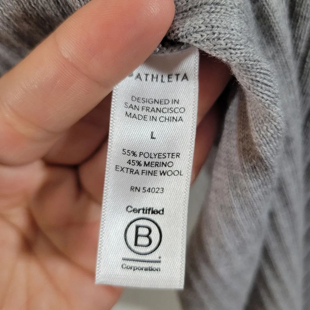 ATHLETA Solstice grey ribbed wool waterfall open front athleisure yoga cardigan